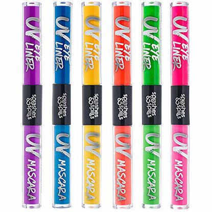 Picture of UV Glow Blacklight Eyeliner and Mascara Duo - 6 Color Variety Pack, 6ml - Day or Night Stage, Clubbing or Costume Makeup by Splashes & Spills