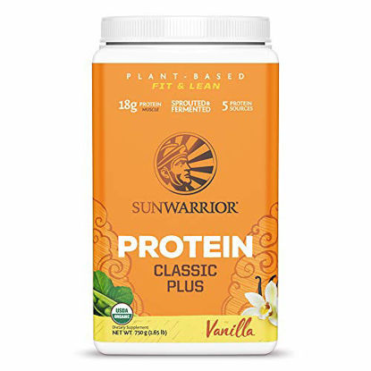 Picture of Sunwarrior Classic Plus Organic Vegan Protein Powder with BCAAs and Pea Protein, Dairy Free, Gluten Free, Soy Free, Non- GMO, and Keto Friendly, (Vanilla, 30 Servings)