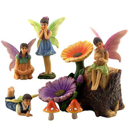 Picture of PRETMANNS Fairy Garden Fairies Accessories - 4 Fairies for an Outdoor Fairy Garden - Supplies for Fairy Garden Decorations 7 Piece Kit