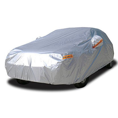 Picture of Kayme Car Covers for Automobiles Waterproof All Weather Sun Uv Rain Protection with Zipper Mirror Pocket Fit Sedan (182 to 193 Inch) 3XL