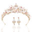 Picture of Yean Gold Wedding Crown Bridal Tiaras with Earrings Pink Purple Headband for Women and Girls (Pink)