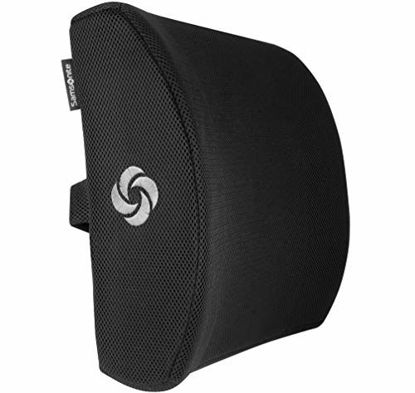 Picture of SAMSONITE SA5243 - Ergonomic Lumbar Support Pillow - Elevates Lower Back Comfort - 100% Pure Memory Foam - Use in Car or Office Chair - Fits Most Seats - Breathable Mesh - Washable Cover