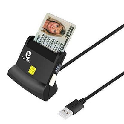 Picture of Zoweetek Multi-Function CAC Card Reader, Can Read DOD Military Common Access Smart Card, ID Card, SD, SDHC, SDXC, Micro SD/T-Flash, MMC, Micro SDHC, Micro SDXC and SIM