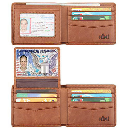 Picture of Wallet for Men-Genuine Leather RFID Blocking Bifold Stylish Wallet With 2 ID Window (Brown)