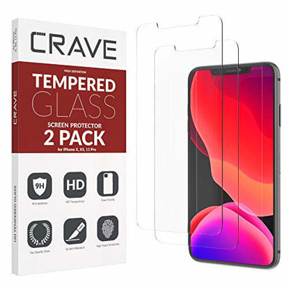 Picture of Crave Glass Screen Protector for Apple iPhone 11 Pro/XS/X [2-Pack] HD Tempered Glass