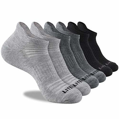 Picture of LITERRA Mens Ankle Socks 6 Pack Low Cut Athletic Running Cushioned Tab Socks