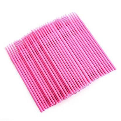 Picture of okdeals 200 Pcs Microblading Micro Swab Lint Tattoo Permanent Brushes, Pink