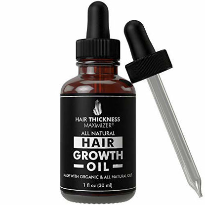 Picture of Best Organic Hair Growth Oils Guaranteed. Stop Hair Loss Now by Hair Thickness Maximizer. Best Treatment for Hair Thinning. Hair Thickening Serum with Organic Wild Black Castor Oil, Jojoba, Argan Oil