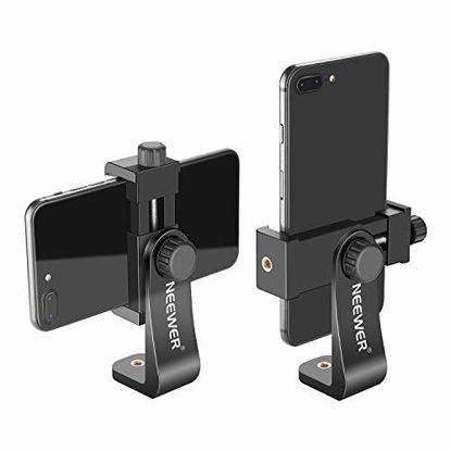 Picture of Neewer Smartphone Holder Vertical Bracket with 1/4-inch Tripod Mount - Phone Clip Tripod Adapter Compatible with iPhone 12/11 Pro Max/X/XR, Galaxy S20+/S20, Huawei P40 Pro and Other Phones (Black)