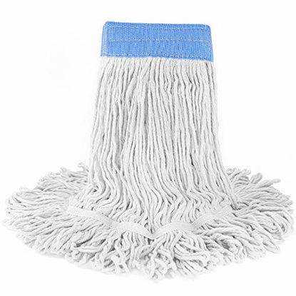 Picture of Tidy Monster Loop-End Cotton String Mop Head, Heavy Duty String Mop Refills, 6 Inch Headband, Mop Head Replacement for Home, Industrial and Commercial Use(White)