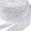 Picture of 1 Roll 8 Row 10 Yard and 1 Roll 4 Row 10 Yard Acrylic Rhinestone Diamond Ribbon for Wedding Cakes, Birthday Decorations, Baby Shower Events,Party Supplies, Arts Rhinestones for Crafts(2 Rolls Silver)