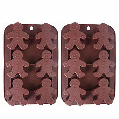Picture of 2-Pack Christmas Gingerbread Man Molds - MoldFun Silicone Mold for Baking Gingerbread Cake Muffin Cookie, Making Chocolates Ice Cubes Jello Shots Soaps Lotion Bar Bath Bomb (Random Color)