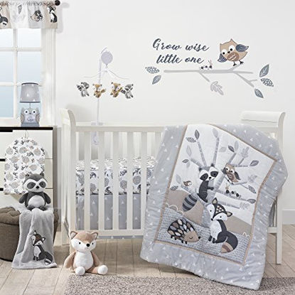 Picture of Bedtime Originals Little Rascals Forest Animals 3 Piece Crib Bedding Set, Gray/White