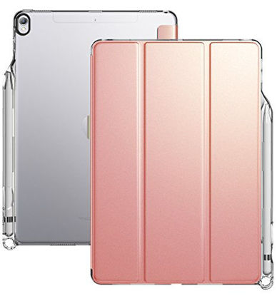 Picture of iPad Air 3 Case (10.5 Inch, 2019), iPad Pro 10.5 Case, Poetic Smart Cover with Apple Pencil Holder, Flexible Soft Clear TPU Back, Slim Fit Trifold Stand Folio Front, Lumos X Series, Rose Gold/Clear