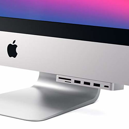 Picture of Satechi Aluminum Type-C Clamp Hub Pro with USB-C Data Port, 3 USB 3.0, Micro/SD Card Reader - Compatible with 2019/2017 iMac and iMac Pro (Silver)