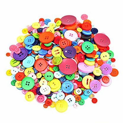 Picture of Baaxxango 600-700 Pieces Resin Buttons Assorted Colors and Shapes Buttons for DIY Crafts Sewing Decorations, 2 Holes and 4 Holes