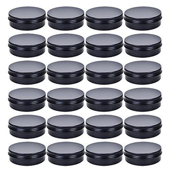 Picture of TMO 4 oz. Aluminum Tins Container 24 Pack Round Screw Lid Containers Jars Metal Storage Tin Jars Aluminum Tin Cans Food Tins Travel Tins,Black