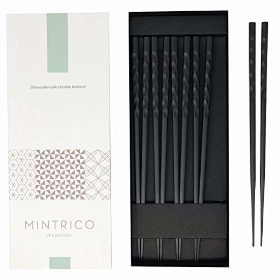 Picture of Mintrico Reusable Chopsticks Luxury Japanese Style 5 Pair Set Dishwasher Safe (Wave)