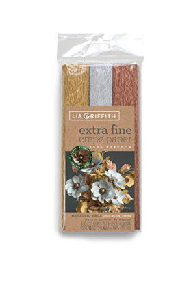 Picture of Lia Griffith PLG11029 Extra Fine Crepe Paper, 16 Total Square Feet, Metallic Pack, 3 Count
