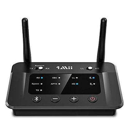 Picture of 1Mii B03 Long Range Bluetooth 5.0 Transmitter Receiver for TV Home Stereo BT Headphones, aptX Low Latency Bluetooth Audio Adapter, Splitter for Wired & Wireless, Optical RCA AUX 3.5mm [Upgraded]