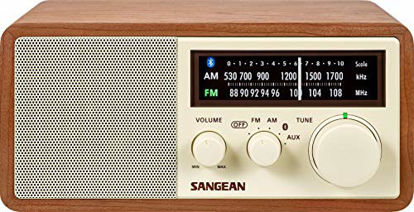 Picture of Sangean WR-16 AM/FM/Bluetooth Wooden Cabinet Radio with USB Phone Charging Walnut