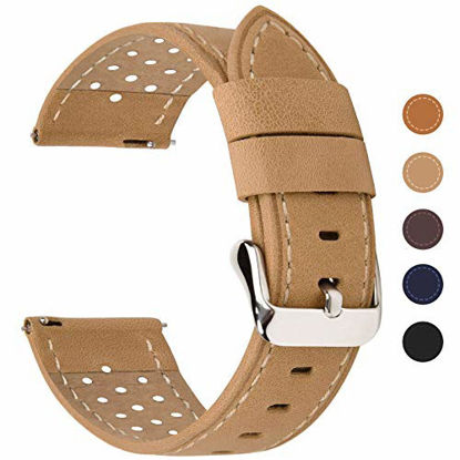 Picture of Fullmosa 5 Colors for Watch Band, Quick Release Breeze Leather Watch Strap 20mm 18mm 22mm 24mm,20mm Khaki