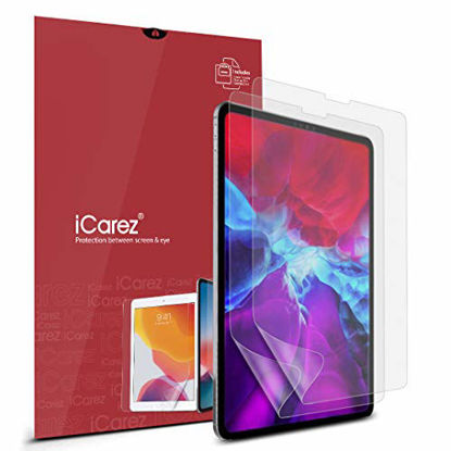 Picture of iCarez Anti-Glare Matte Screen Protector for Apple iPad Pro 11 2018/2020/ iPad Air 4 [2-Pack] Premium Paper Feel PET film (Not Glass) Easy to Install (Compatible with Face ID and Apple Pencil)