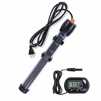 Picture of Orlushy Submersible Aquarium Heater 300W-Fish Tahk Heater with Adjust Knob Thermostat 2 Suction Cups Suitable for Marine Reef Fish Tank Sump