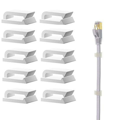 Picture of Ethernet Cable Clips Adhesive, Wire Clips Holder, Self Adhesive Wire Clips Management for Home and Office (100 Pieces)