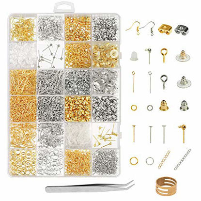 Picture of Earring Making Supplies,LANMOK 2410pcs Jewelry Making Kits in Earring Backs Earring Hooks Earring Posts for DIY Beginners Adults Crafters