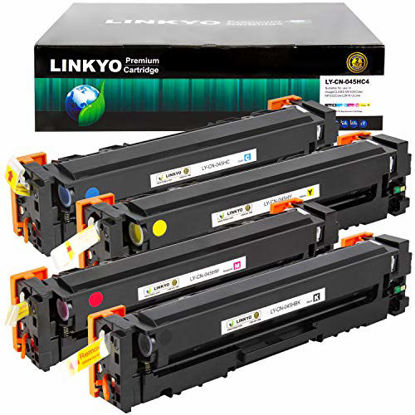 Picture of LINKYO Compatible Toner Cartridge Replacement for Canon 045 High Capacity 045H (Black, Cyan, Magenta, Yellow, 4-Pack)
