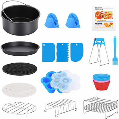 Picture of 17 Pcs Air Fryer Accessories with Recipe Cookbook for Growise Phillips Cozyna Fits All 3.2QT - 5.8QT Air Fryer, 7in Deep Fryer Accessories