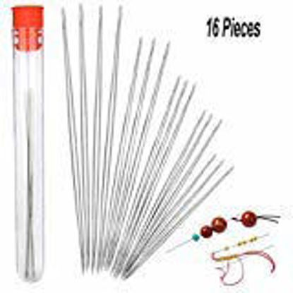 Picture of 16 Pieces Beading Needles, Seed Beads Needles Beading Embroidery Needles Big Eye Collapsible Beading Needles Set for Jewelry Making with Needle Bottle (5 Sizes)