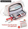 Picture of EASTHILL Large Capacity Colored Canvas Storage Pouch Marker Pen Pencil Case Simple Stationery Bag Holder For Middle High School Office College Student Girl Women Adult Teen Gift White Plaid