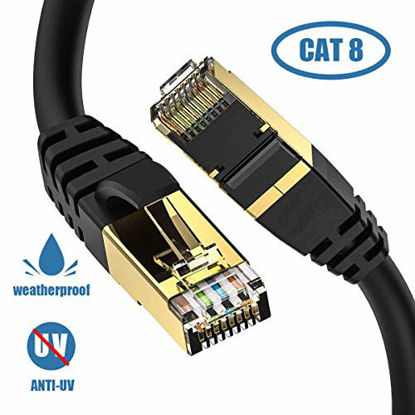 Picture of Cat8 Ethernet Cable, Outdoor&Indoor, 6FT Heavy Duty High Speed 26AWG, 2000Mhz with Gold Plated RJ45 Connector, Gaming/Modem