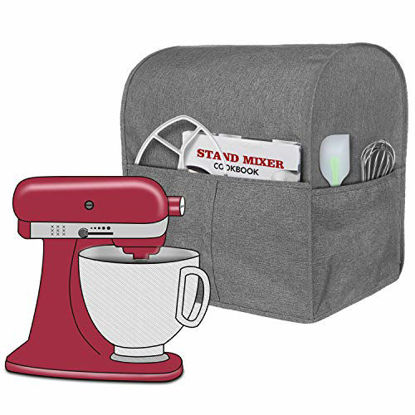 Picture of Homai Stand Mixer Cover Compatible with Tilt Head 4.5-5 Quart KitchenAid Mixer, Cloth Dust Cover with Pocket for Extra Attachments (Gray)