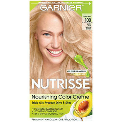 Picture of Garnier Nutrisse Nourishing Hair Color Creme, 100 Extra-Light Natural Blonde (Chamomile) (Packaging May Vary)