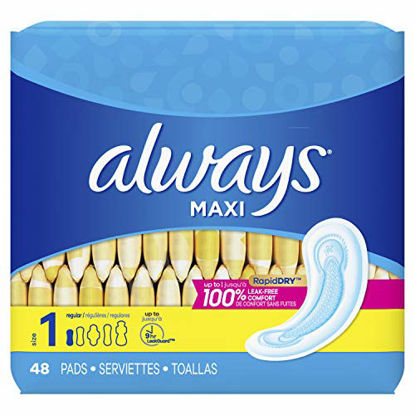 Picture of Always Maxi Unscented Pads without Wings, Regular, 48 Count