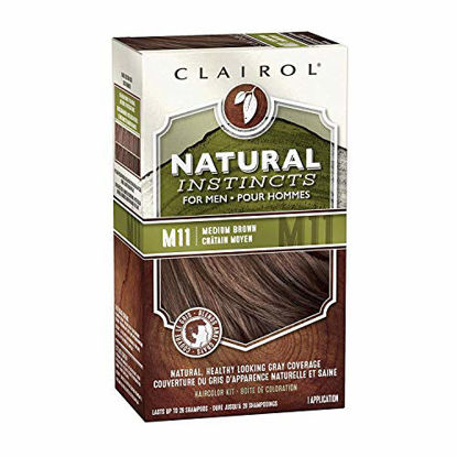 Picture of Clairol Natural Instincts Semi-Permanent Hair Color For Men, M11 Medium Brown Color, 3 Count