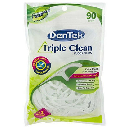Picture of DenTek Extra Strong Triple Clean Floss Picks, Mouthwash Blast 90 ea