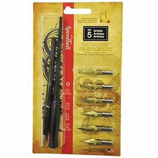 Picture of Speedball No. 5 Artists Pen Set - 2 Penholders w/ 6 Nibs, 3 Pen Tips