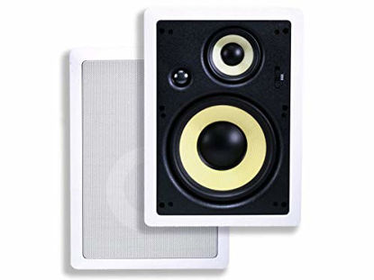 Picture of Monoprice 3-Way Fiber In-Wall Speakers - 8 Inch (Pair) With Removable And Paintable Grille - Caliber Series