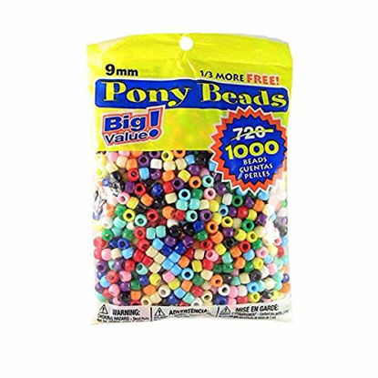 Picture of Darice Big Value Plastic, 9mm, 1000 piece Opaque Color, Pony Beads, Multicolor