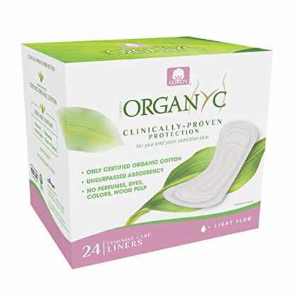 Picture of Organyc 100% Certified Organic Cotton Folded Panty Liner, Light Flow, No Artificial Flavor, 24 Count