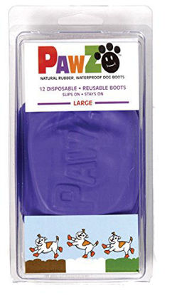 Picture of Pawz Purple Water-Proof Dog Boots, Large, Paws 3" to 4"(12 Disposable-reusable Boots)
