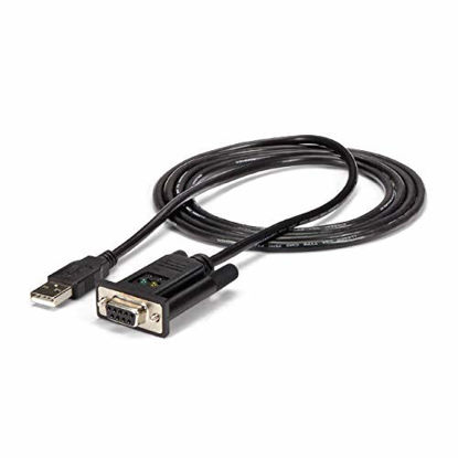 Picture of StarTech.com USB to Serial RS232 Adapter - DB9 Serial DCE Adapter Cable with FTDI - Null Modem - USB 1.1 / 2.0 - Bus-Powered (ICUSB232FTN), Black