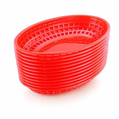 Picture of New Star Foodservice 44164 Fast Food Baskets, 9 1/4-Inch x 6-Inch Oval, Set of 12, Red