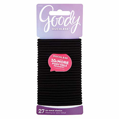 Picture of Goody Ouchless Women's Hair Braided Elastic Thick Tie, Black, 27 Count (Pack of 1), 4MM for Medium Hair