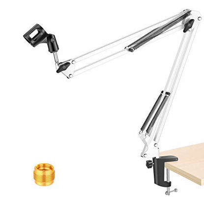 Picture of NEEWER Adjustable Microphone Suspension Boom Scissor Arm Stand, Max Load 1 KG Compact Mic Stand Made of Durable Steel for Stages, TV Stations(White)