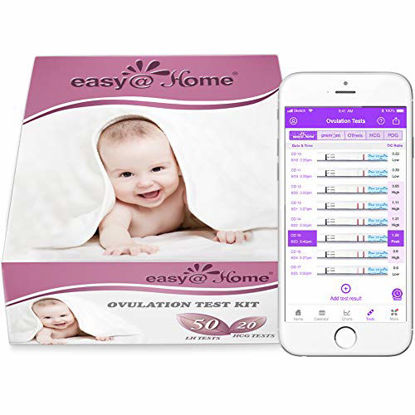 Picture of Easy@Home 50 Ovulation Test Strips and 20 Pregnancy Test Strips Combo Kit, (50 LH + 20 HCG)